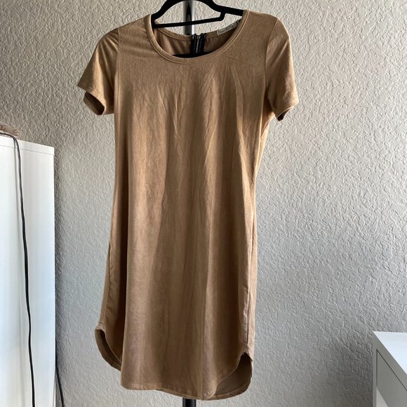 Suede Mini Dress with Round Hem Size Medium - Picture 2 of 7